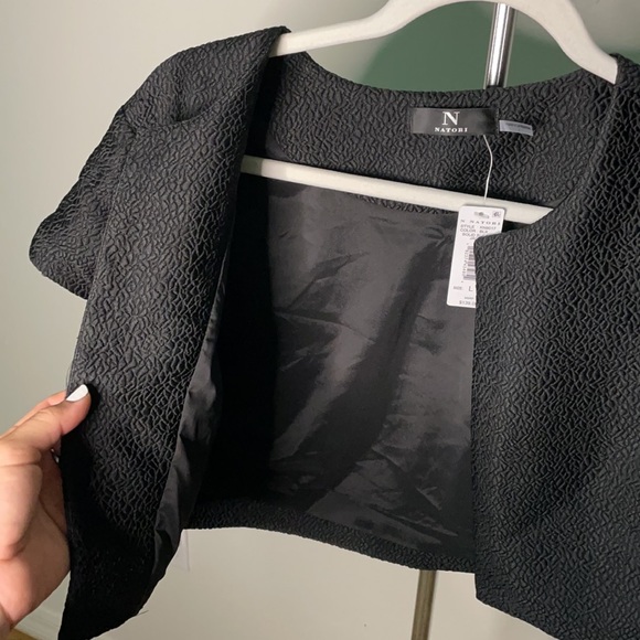 Natori Black Cropped Short Sleeve Jacket Size L - Picture 5 of 6